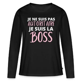 La de la maison fête des mères - T-shirt manches longues Premium bio Femme - noir - Devant - Julia (174cm)