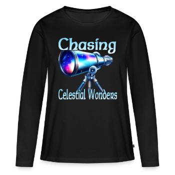 À la poursuite des merveilles célestes - T-shirt manches longues Premium bio Femme - noir - Devant - Julia (174cm)