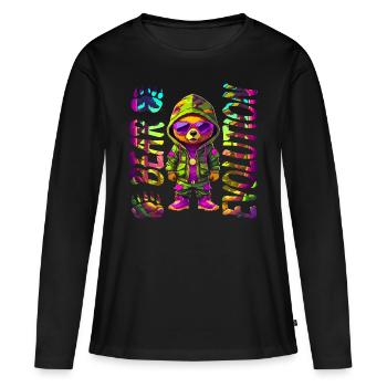 Évolution 1 - T-shirt manches longues Premium bio Femme - noir - Devant - Julia (174cm)