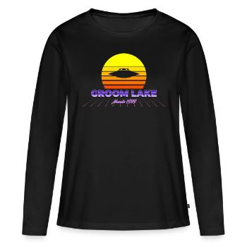 Groom Lake Area 51 UFO Incident 1947 Retro Sunset - Women's Premium Organic Long Sleeve Shirt - black - Front - Julia (174cm)