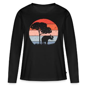 Éléphant Faune - T-shirt manches longues Premium bio Femme - noir - Devant - Julia (174cm)