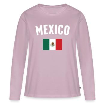Drapeau du Mexique - T-shirt manches longues Premium bio Femme - rose poudré - Devant - Julia (174cm)