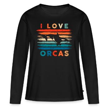 I love orca Design for a orca fan - Frauen Premium Bio Langarmshirt - Schwarz - Vorne - Julia (174cm)