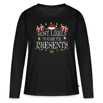 Le plus susceptible de secouer les cadeaux - T-shirt manches longues Premium bio Femme - noir - Devant - Julia (174cm)
