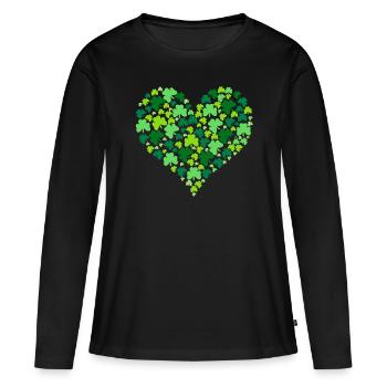 Trèfle d’Irlande - T-shirt manches longues Premium bio Femme - noir - Devant - Julia (174cm)