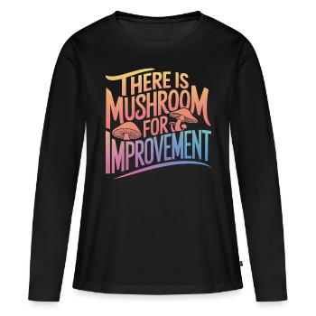 Champignons Champignons Champignon Champignon - T-shirt manches longues Premium bio Femme - noir - Devant - Julia (174cm)