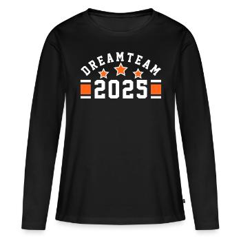 DREAMTEAM - DREAM TEAM - TEAMPLAYER - TEAMWORK - Frauen Premium Bio Langarmshirt - Schwarz - Vorne - Julia (174cm)