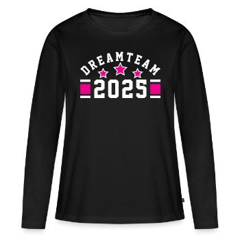 DREAMTEAM - DREAM TEAM - TEAMPLAYER - TEAMWORK - Frauen Premium Bio Langarmshirt - Schwarz - Vorne - Julia (174cm)