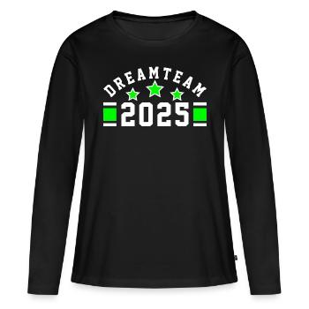 DREAMTEAM - DREAM TEAM - TEAMPLAYER - TEAMWORK - Frauen Premium Bio Langarmshirt - Schwarz - Vorne - Julia (174cm)