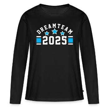 DREAMTEAM - DREAM TEAM - TEAMPLAYER - TEAMWORK - Frauen Premium Bio Langarmshirt - Schwarz - Vorne - Julia (174cm)
