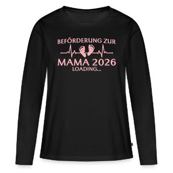 Beförderung zur Mama 2026 loading - Frauen Premium Bio Langarmshirt - Schwarz - Vorne - Julia (174cm)