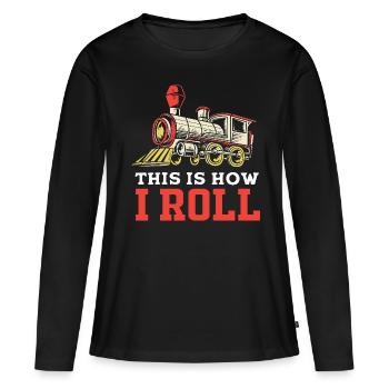 Modelleisenbahn Modellbau Modellbauer - Frauen Premium Bio Langarmshirt - Schwarz - Vorne - Julia (174cm)