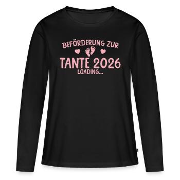 Schwangerschaftsankündigung Werdende Tante 202 - Frauen Premium Bio Langarmshirt - Schwarz - Vorne - Julia (174cm)