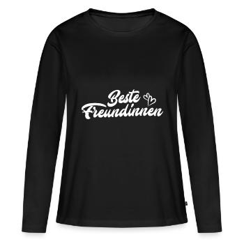 Beste Freundinnen Herzchen - Frauen Premium Bio Langarmshirt - Schwarz - Vorne - Julia (174cm)