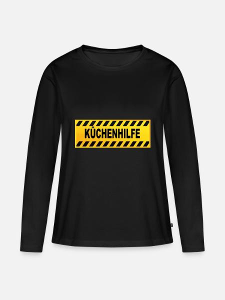 Küchenhilfe Danger Achtung Design - Frauen Premium Bio Langarmshirt - Schwarz
