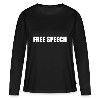 Chemise et autocollant de liberté d’expression Paix - T-shirt manches longues Premium bio Femme - noir - Devant - Julia (174cm)