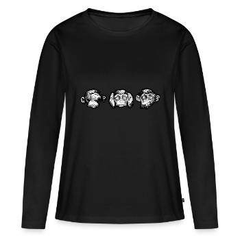 Les trois singes - T-shirt manches longues Premium bio Femme - noir - Devant - Julia (174cm)