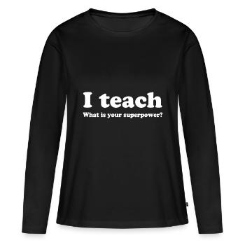 prof - T-shirt manches longues Premium bio Femme - noir - Devant - Julia (174cm)