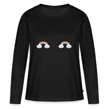 Poitrine tirée du cadeau nuage arc-en-ciel - T-shirt manches longues Premium bio Femme - noir - Devant - Julia (174cm)