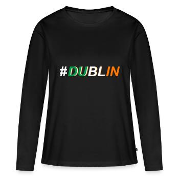 Trèfle d'île de Dublin Irlande - T-shirt manches longues Premium bio Femme - noir - Devant - Julia (174cm)