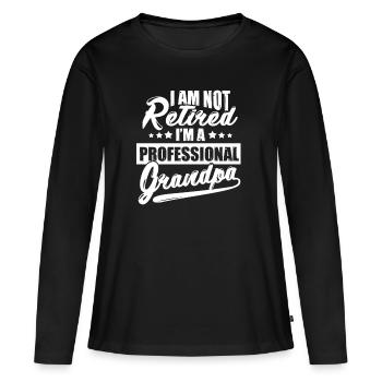 Don grand-père retraité retraité - T-shirt manches longues Premium bio Femme - noir - Devant - Julia (174cm)