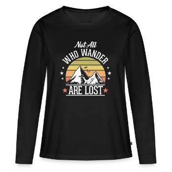 Randonnée Montagnes Montagne Wanderlust Aventure Cadeau - T-shirt manches longues Premium bio Femme - noir - Devant - Julia (174cm)