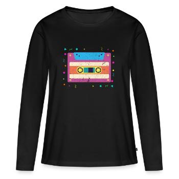 cassette - T-shirt manches longues Premium bio Femme - noir - Devant - Julia (174cm)