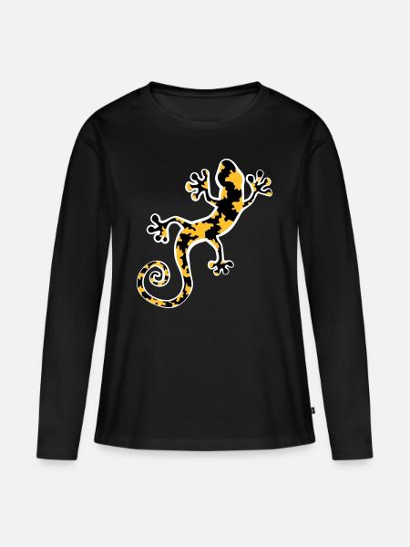 Gelb und Schwarz beschmutzter Leopardgecko - Frauen Premium Bio Langarmshirt - Schwarz