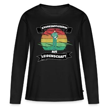 Krankenpflegerin aus Leidenschaft - Frauen Premium Bio Langarmshirt - Schwarz - Vorne - Julia (174cm)