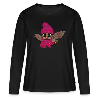 Frost Owl Frostbite Autumn Winter - Women's Premium Organic Long Sleeve Shirt - black - Front - Julia (174cm)