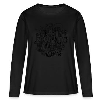 Ville hanséatique de Wismar - T-shirt manches longues Premium bio Femme - noir - Devant - Julia (174cm)