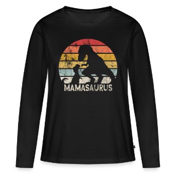 Retro Mamasaurus Mama Muttertagsgeschenk - Frauen Premium Bio Langarmshirt - Schwarz - Vorne - Julia (174cm)