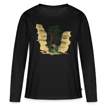 Montagnes de grès de l’Elbe - T-shirt manches longues Premium bio Femme - noir - Devant - Julia (174cm)