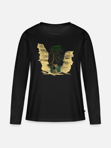 Elbsandsteingebirge - Frauen Premium Bio Langarmshirt - Schwarz