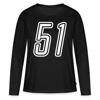 51 Numéro de numéro - T-shirt manches longues Premium bio Femme - noir - Devant - Julia (174cm)
