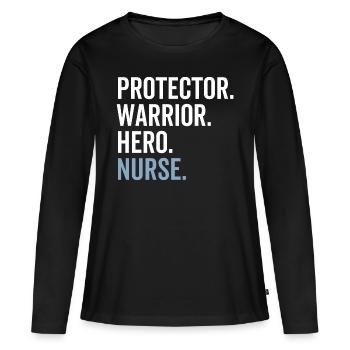 Protecteur Guerrier Héros Infirmière - T-shirt manches longues Premium bio Femme - noir - Devant - Julia (174cm)