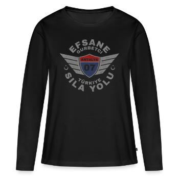 Antalya - T-shirt manches longues Premium bio Femme - noir - Devant - Julia (174cm)