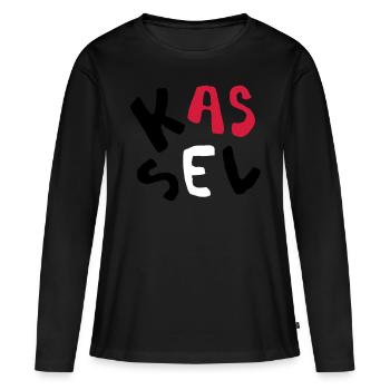 Kassel - T-shirt manches longues Premium bio Femme - noir - Devant - Julia (174cm)