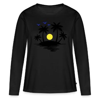Paradise Island - Women's Premium Organic Long Sleeve Shirt - black - Front - Julia (174cm)