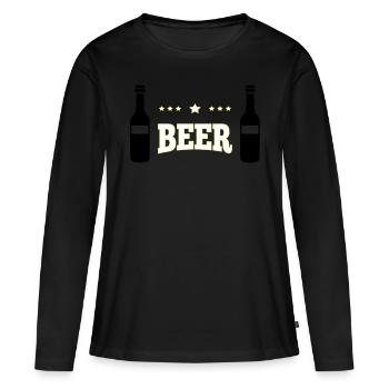 Bière - T-shirt manches longues Premium bio Femme - noir - Devant - Julia (174cm)
