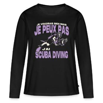 Je peux pas j'ai scuba diving. - T-shirt manches longues Premium bio Femme - noir - Devant - Julia (174cm)