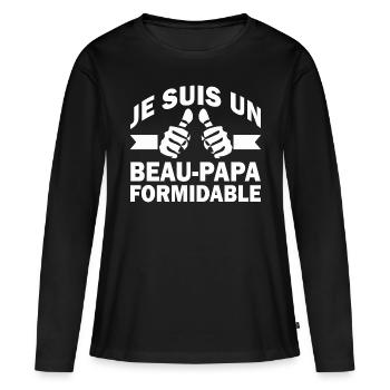 je suis un beau-papa formidable / cadeau beau-père - T-shirt manches longues Premium bio Femme - noir - Devant - Julia (174cm)