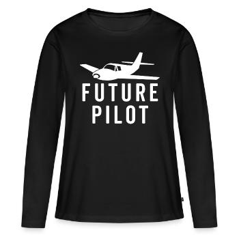 Futur pilote - T-shirt manches longues Premium bio Femme - noir - Devant - Julia (174cm)
