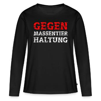 Gegen Massentierhaltung - Frauen Premium Bio Langarmshirt - Schwarz - Vorne - Julia (174cm)