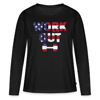 Workout usa - T-shirt manches longues Premium bio Femme - noir - Devant - Julia (174cm)