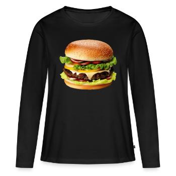 Hamburgers, la restauration rapide a toujours bon goût - T-shirt manches longues Premium bio Femme - noir - Devant - Julia (174cm)