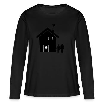 Relocalisation Maison Construction Partenariat Maison Remodelage - T-shirt manches longues Premium bio Femme - noir - Devant - Julia (174cm)
