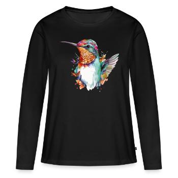 Mimi le colibri - T-shirt manches longues Premium bio Femme - noir - Devant - Julia (174cm)