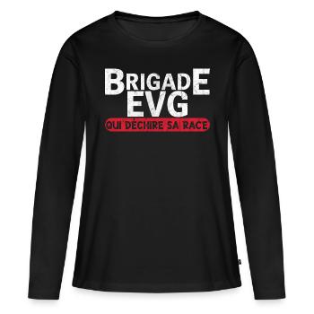 Brigade EVG - cadeau homme EVG humour drôle - T-shirt manches longues Premium bio Femme - noir - Devant - Julia (174cm)