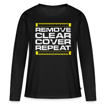 Supprimer la répétition du couvercle transparent - T-shirt manches longues Premium bio Femme - noir - Devant - Julia (174cm)